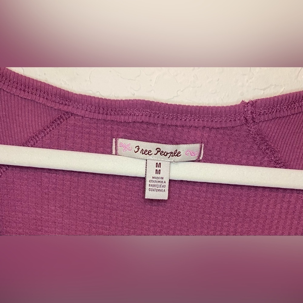 NWT Free People Santa Clara Thermal Slouchy Oversized V-neck Top Size M - Picture 7 of 10